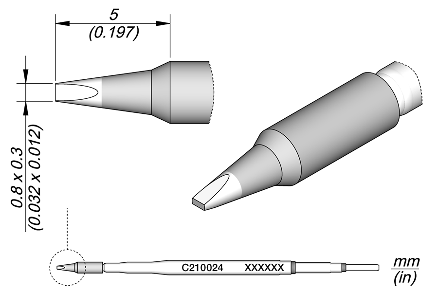 JBC Tools C210024, Cartridge Chisel 0.8 x 0.3 MTESolutions