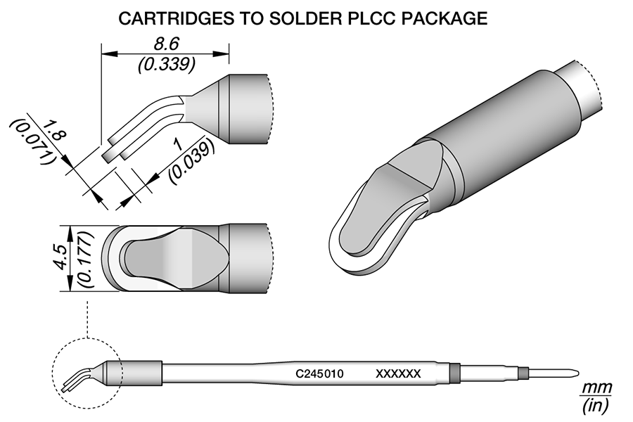 JBC Tools C245010, Special 4.5 x 1.8 PLCC Drag Cartridge MTESolutions