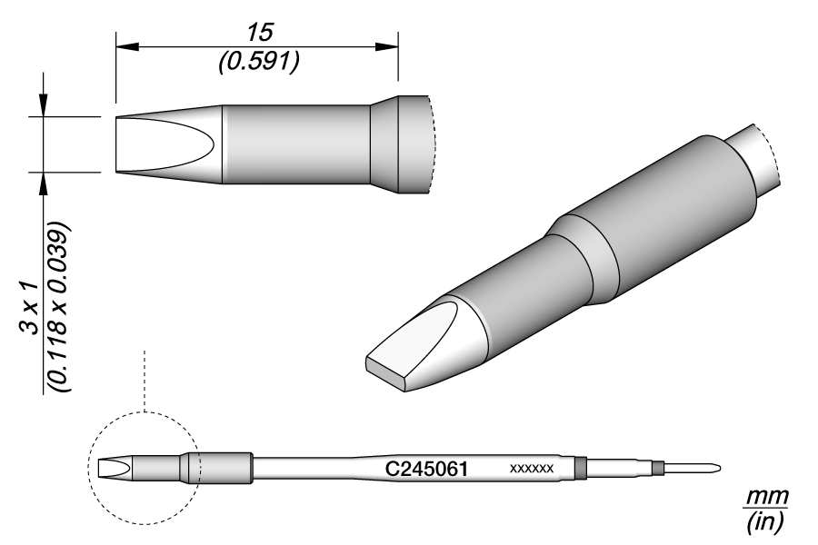 JBC Tools C245061, Cartridge Chisel 3 x 1 MTESolutions