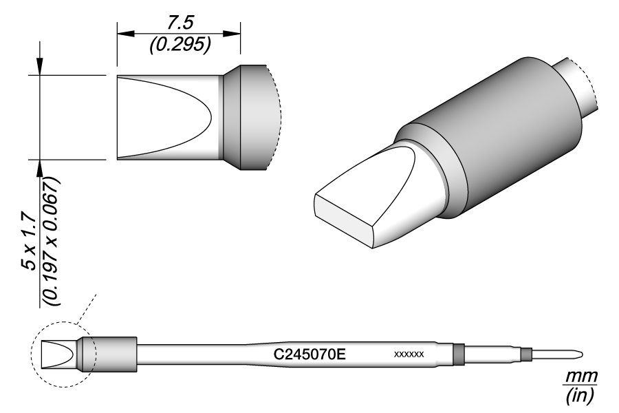 JBC Tools C245070E, Cartridge Chisel 5 x 1.7 MTESolutions