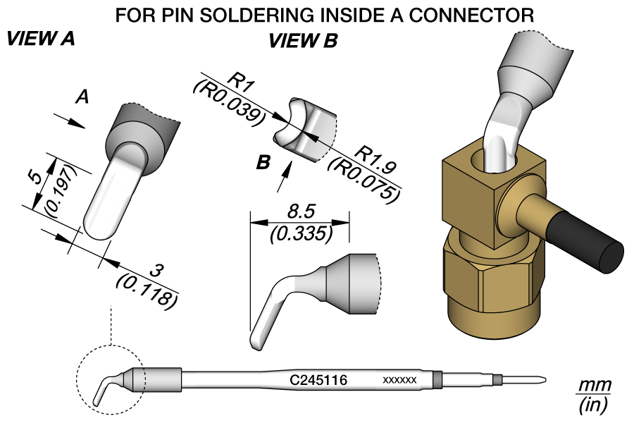 JBC Tools C245116, Special R.1 Pin/Connector Cartridge MTESolutions