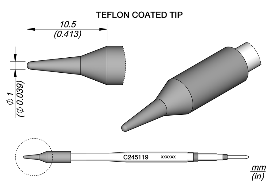 JBC Tools C245119, Special Ø 1.0 Teflon Plastic Thermal Hole Punch MTESolutions