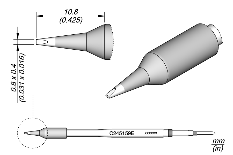 JBC Tools C245159E, Cartridge Chisel 0.8 x 0.4 MTESolutions