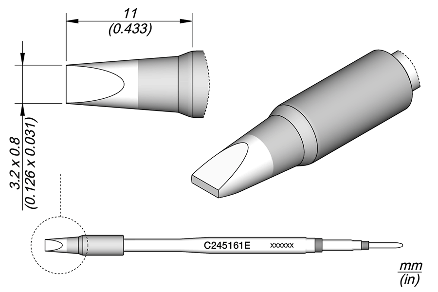 JBC Tools C245161E, Cartridge Chisel 3.2 x 0.8 MTESolutions