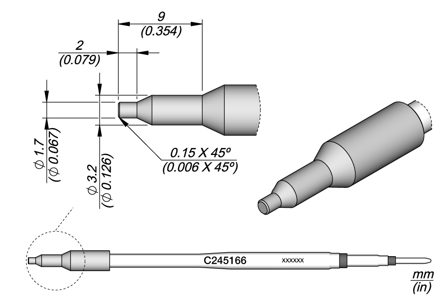 JBC Tools C245166, Cartridge Plastics Inox. Ø 1.7 MTESolutions