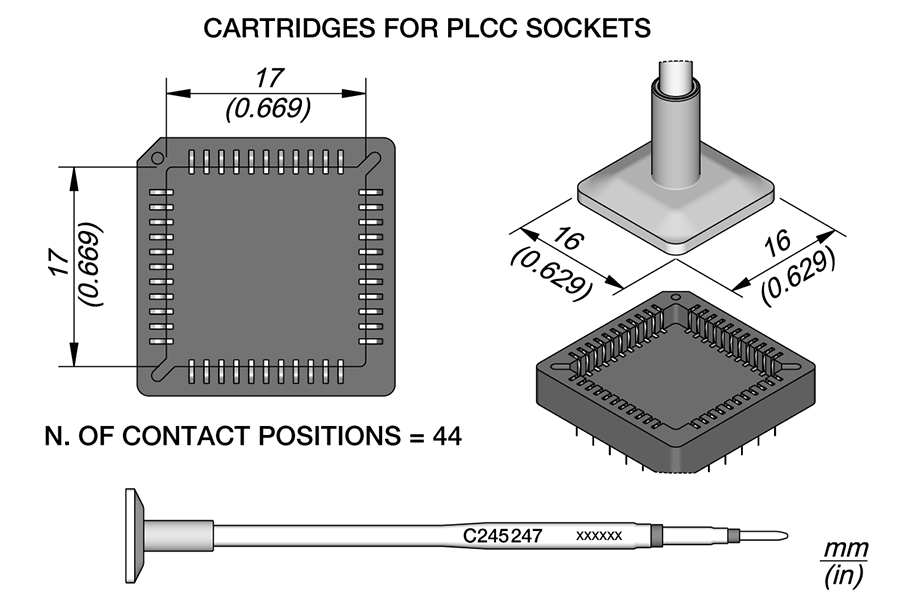 JBC Tools C245247, Cartridge Socket 17 x 17 MTESolutions