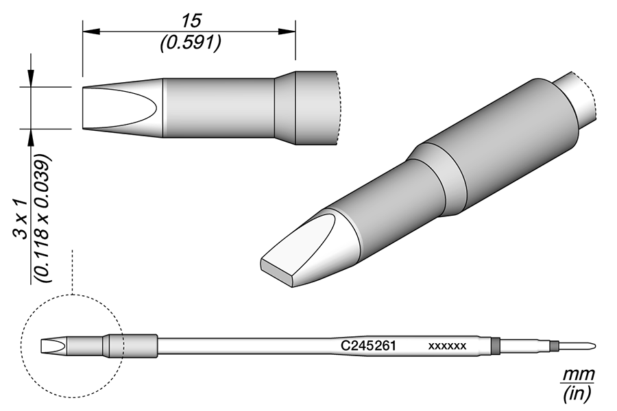 JBC Tools C245261, Cartridge Chisel 3 x 1 L MTESolutions