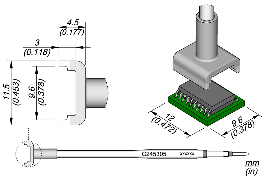 JBC Tools C245305, Dual In Line 9.6 x 12 MTESolutions