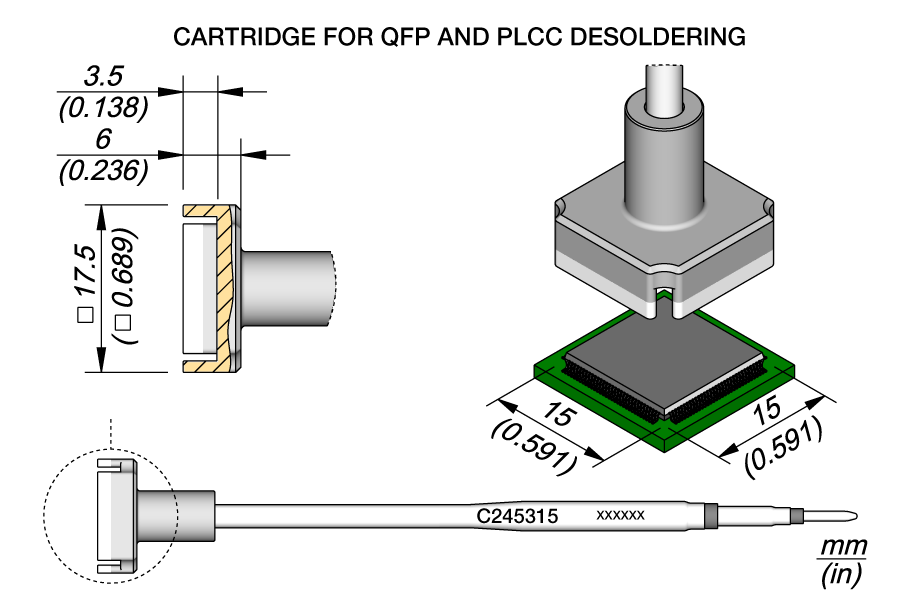 JBC Tools C245315, Cartridge QFP 15 x 15 MTESolutions
