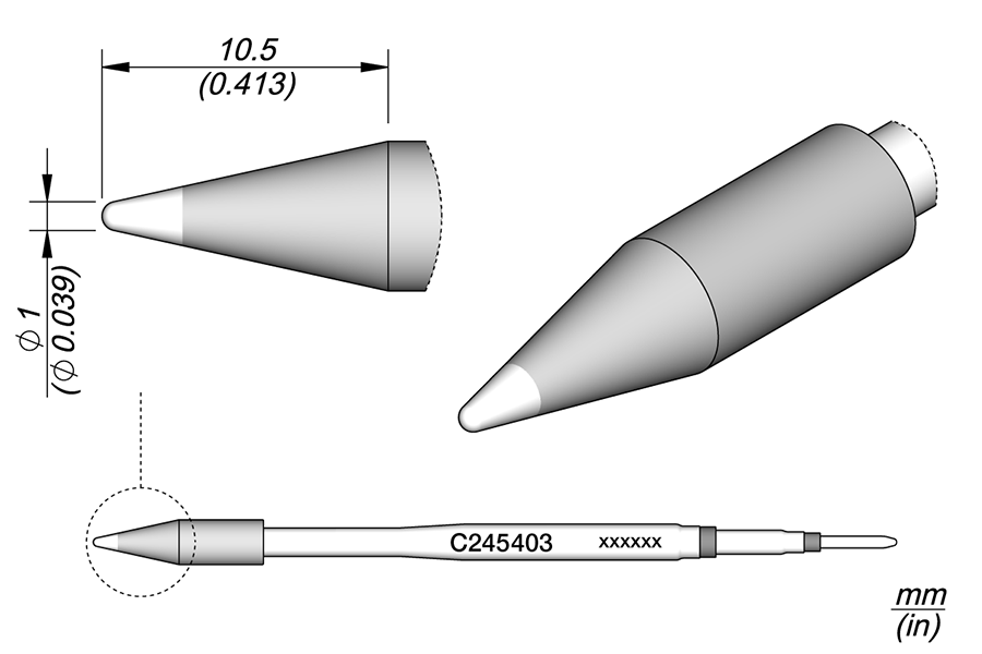 JBC Tools C245403, Cartridge Conical Ø 1 HT MTESolutions