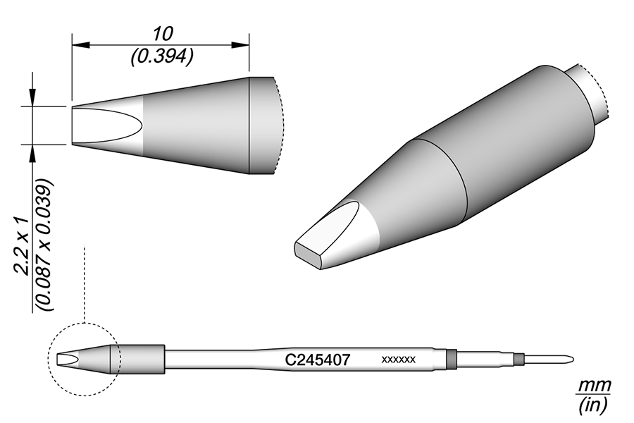 JBC Tools C245407, Cartridge Chisel 2.2 x 1 HT MTESolutions