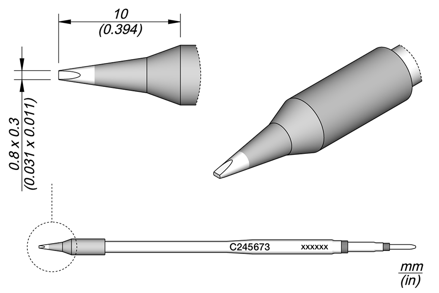 JBC Tools C245673, Cartridge Chisel 0.8 x 0.3 L MTESolutions