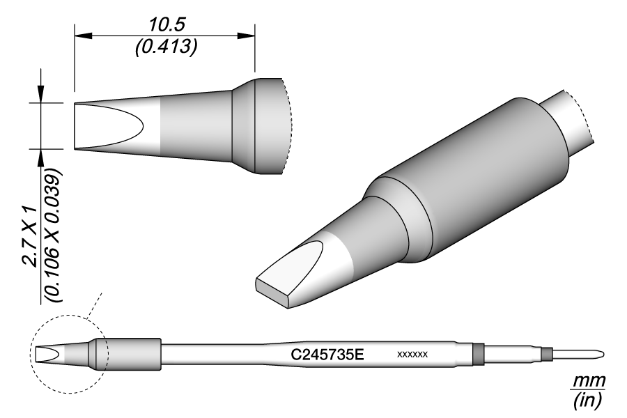 JBC Tools C245735E, Cartridge Chisel 2.7 x 1 MTESolutions