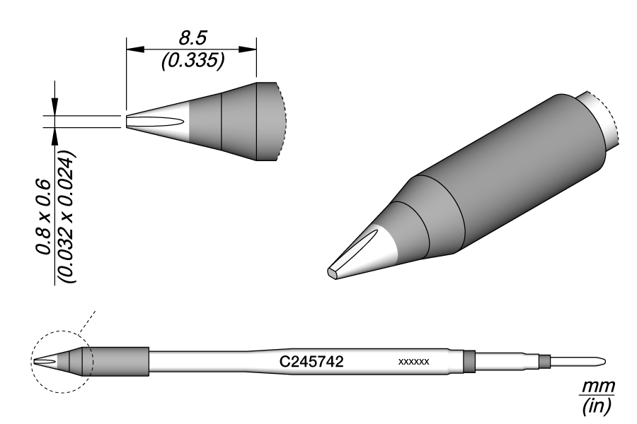 JBC Tools C245742, Cartridge Chisel 0.8 x 0.6 HT MTESolutions