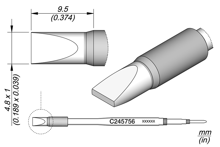 JBC Tools C245756, Cartridge Chisel 4.8 x 1 HT MTESolutions