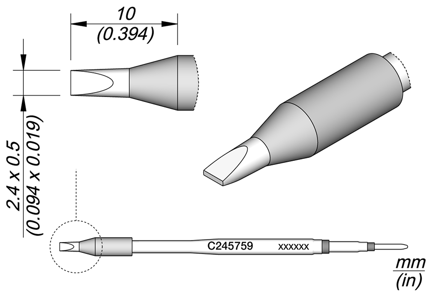 JBC Tools C245759, Cartridge Chisel 2.4 x 0.5 HT MTESolutions