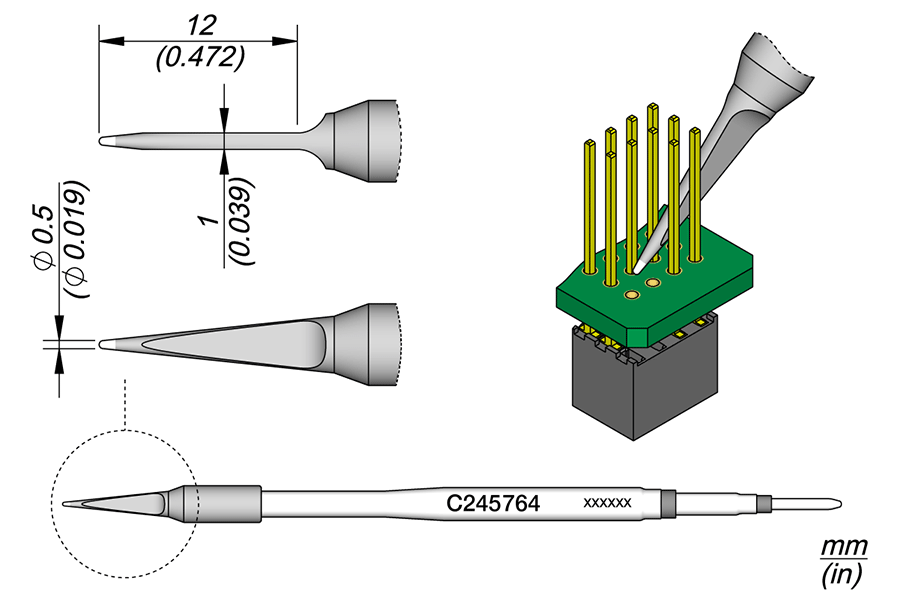 JBC Tools C245764, Special Ø 0.5 Narrow Conical Cartridge