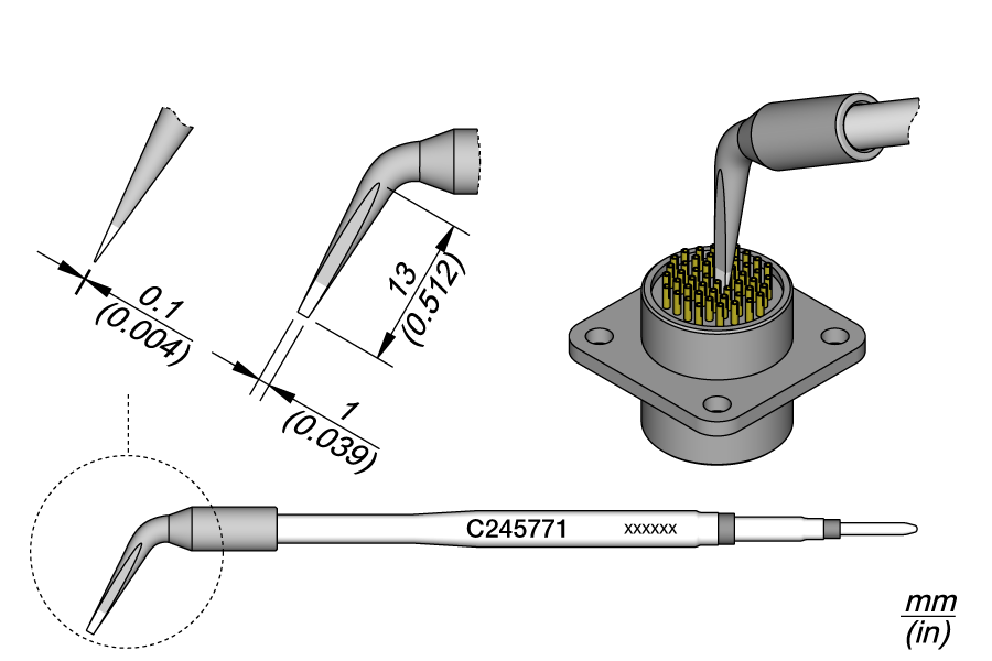 JBC Tools C245771, Special 1 x 0.1 Narrow Chisel Bent Cartridge MTESolutions