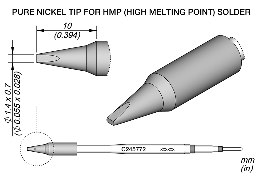 JBC Tools C245772, Special 1.4 x 0.7 S1 Nickel Chisel Cartridge MTESolutions