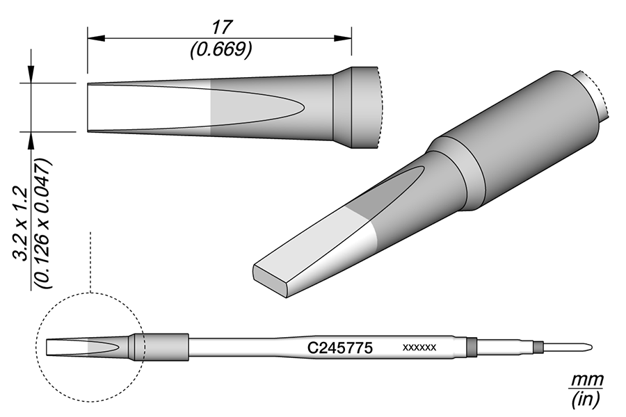 JBC Tools C245775, Cartridge Chisel 3.2 x 1.2 MTESolutions