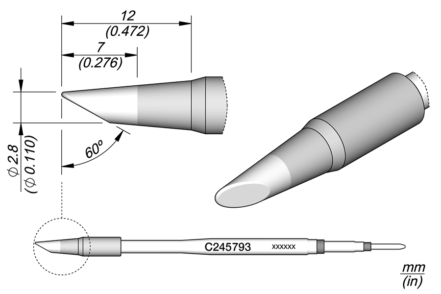 JBC Tools C245793, Cartridge Bevel Ø2.8MM - 60º MTESolutions