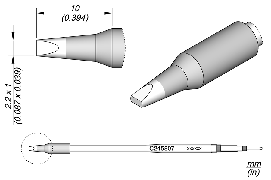 JBC Tools C245807, Cartridge Chisel 2.2 x 1 L MTESolutions