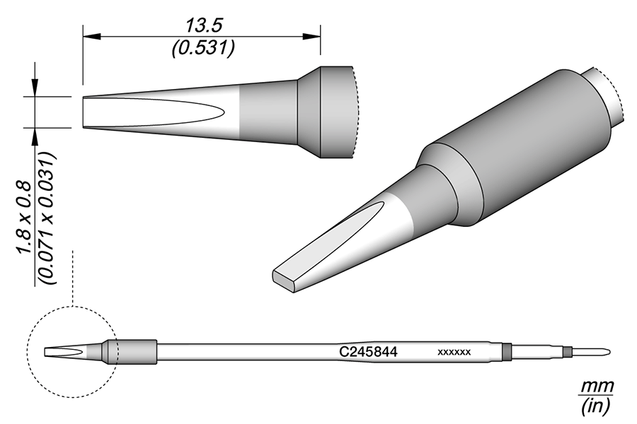 JBC Tools C245844, Cartridge Chisel 1.8 x 0.8 L MTESolutions