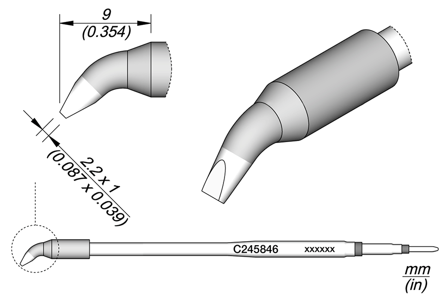 JBC Tools C245846, Chisel Bent 2.2 x 1 L MTESolutions