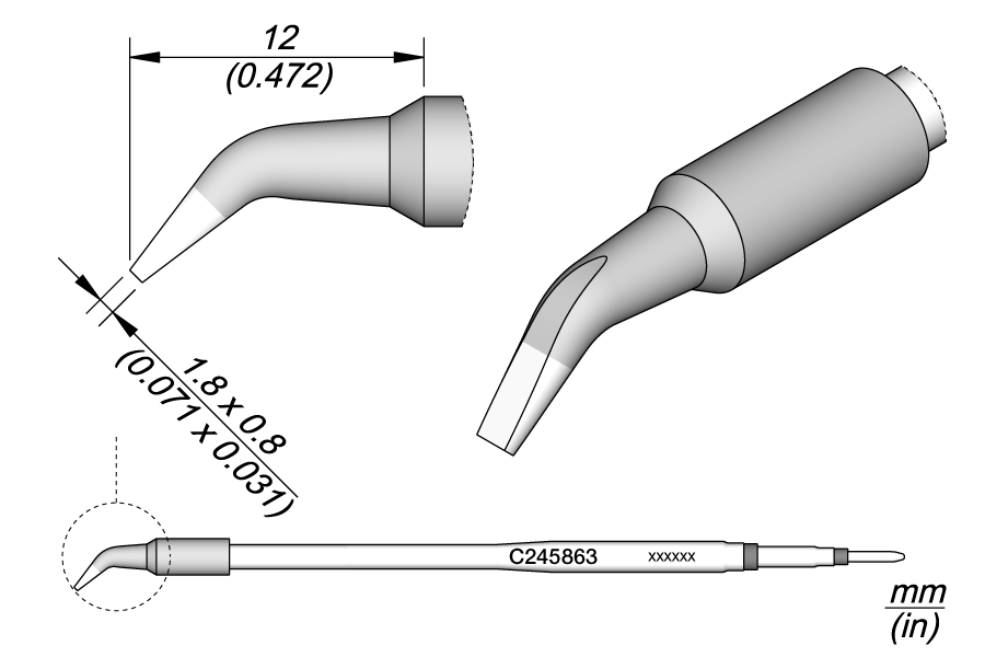 JBC Tools C245863, Chisel Bent 1.8 x 0.8 L MTESolutions