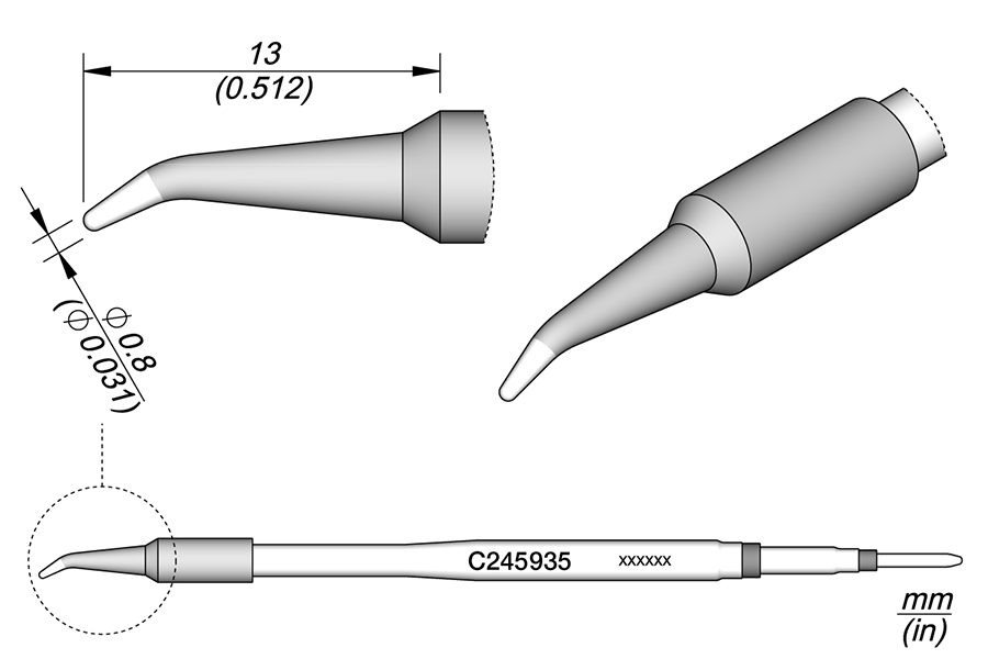 JBC Tools C245935, Conical Bent Ø 0.8