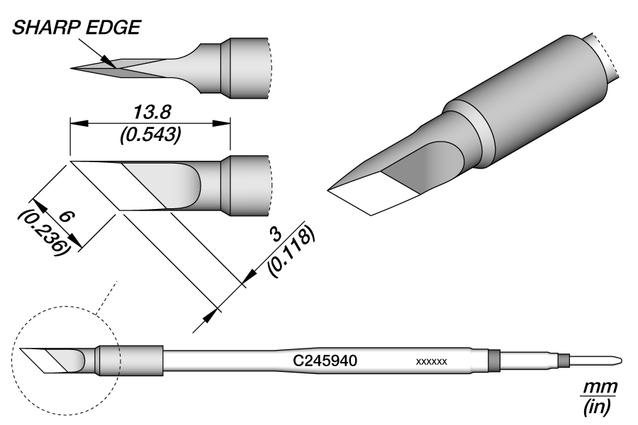 JBC Tools C245940, Cartridge Knife 6.0 x 0.1 MTESolutions