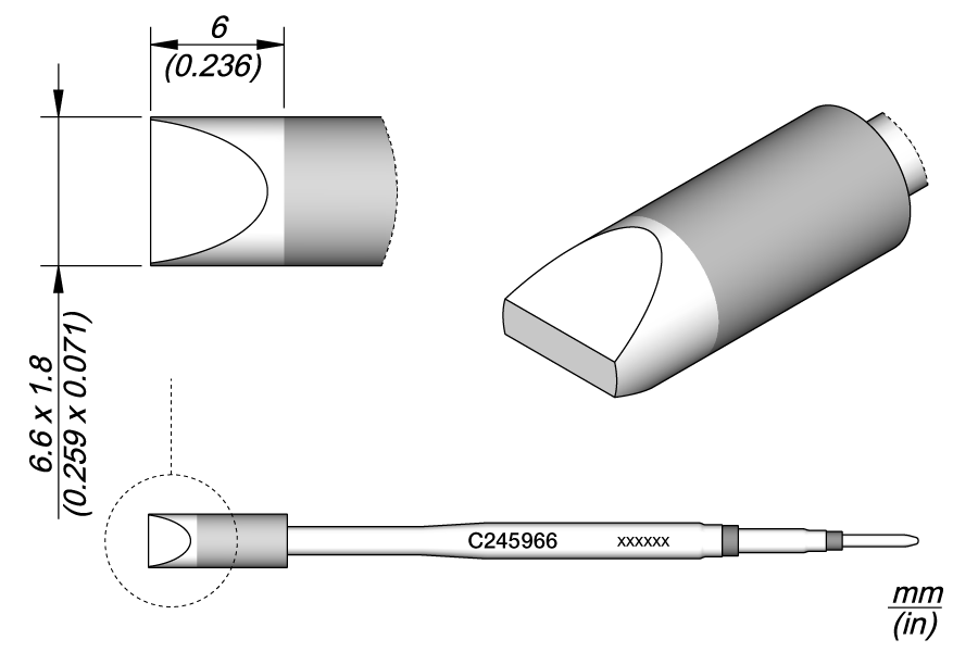 JBC Tools C245966, Cartridge Chisel 6.6 x 1.8 HT MTESolutions