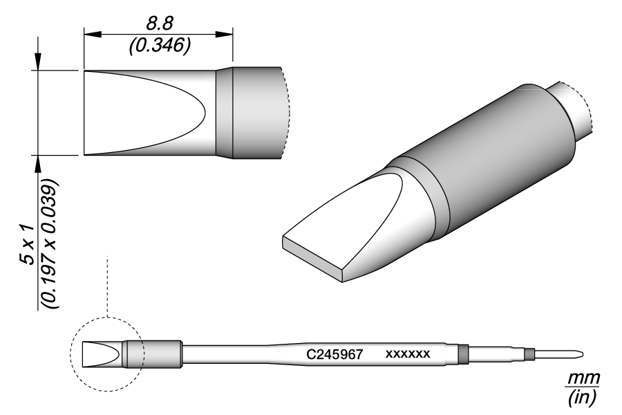 JBC Tools C245967, Cartridge Chisel 5 x 1 HT MTESolutions