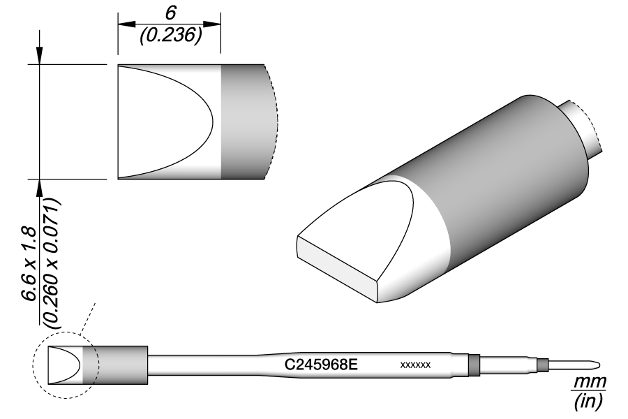 JBC Tools C245968E, Cartridge Chisel 6.6 x 1.8 MTESolutions