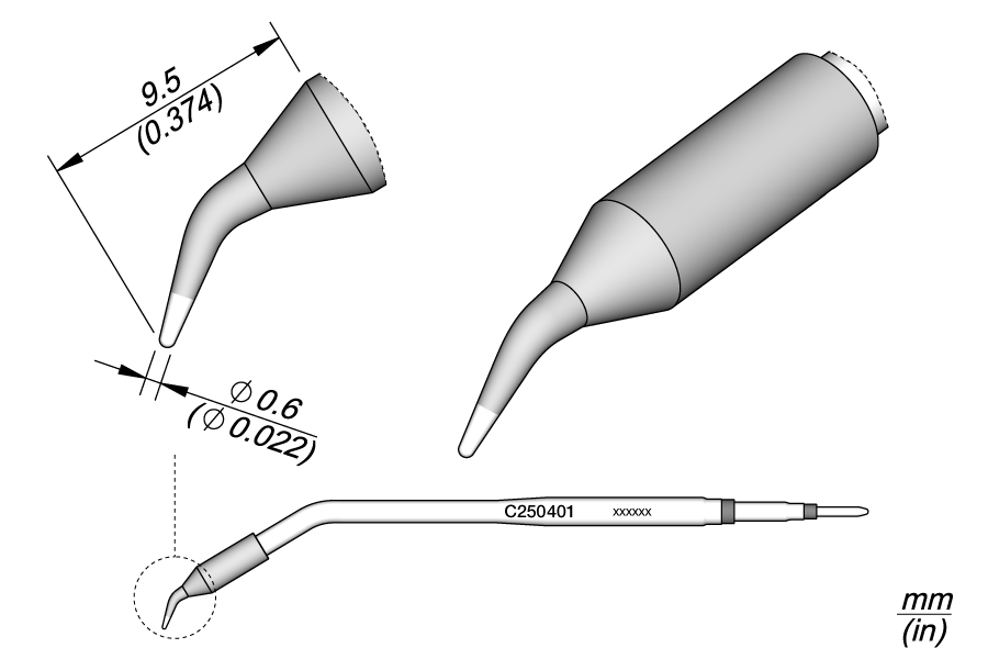 JBC Tools C250401, Conical Bent Ø 0.6 for AL250 & AP250 MTESolutions