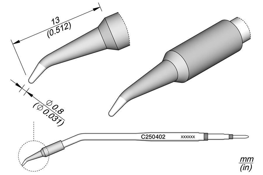 JBC Tools C250402, Conical Bent Ø 0.8 for AL250 & AP250 MTESolutions