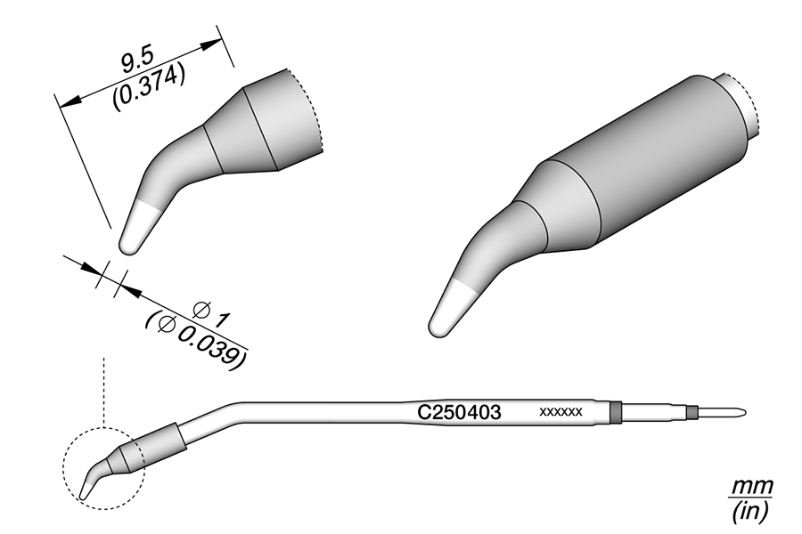 JBC Tools C250403, Conical Bent Ø 1 for AL250 & AP250 MTESolutions