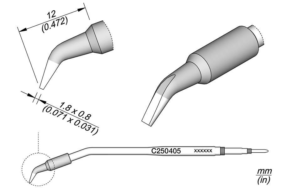 JBC Tools C250405, Conical Bent 1.8 x 0.8 for AL250 & AP250 MTESolutions