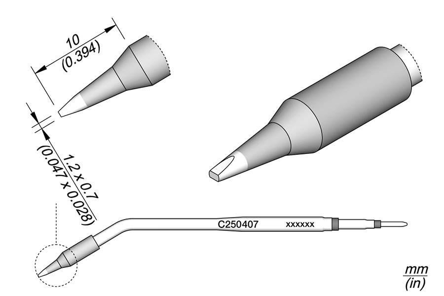 JBC Tools C250407, Cartridge Chisel 1.2 x 0.7 for AL250 & AP250 MTESolutions