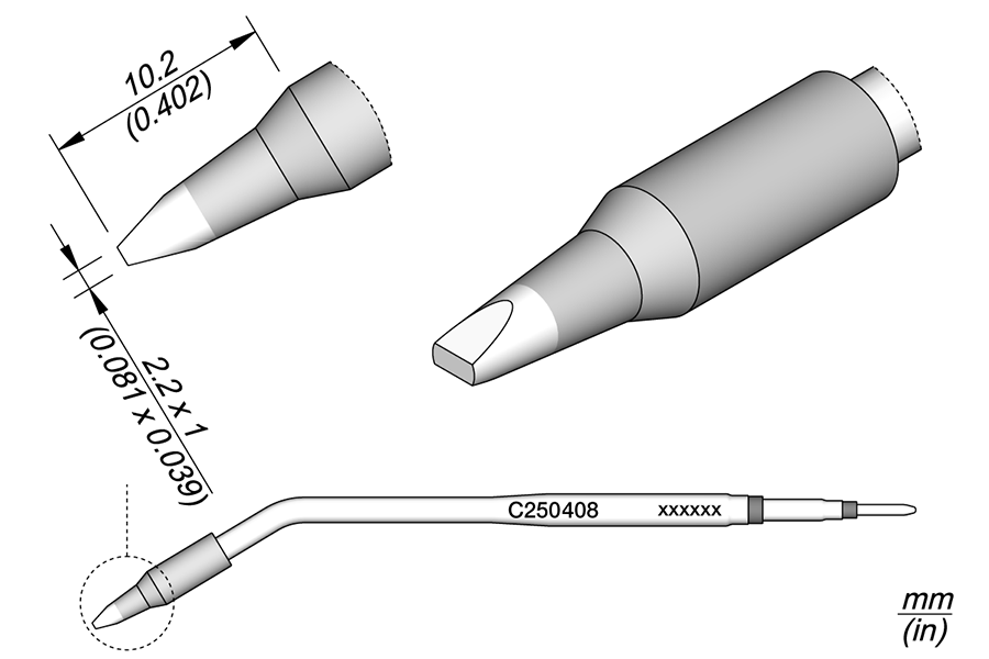 JBC Tools C250408, Cartridge Chisel 2.2 x 1 S1 for AL250 & AP250 MTESolutions