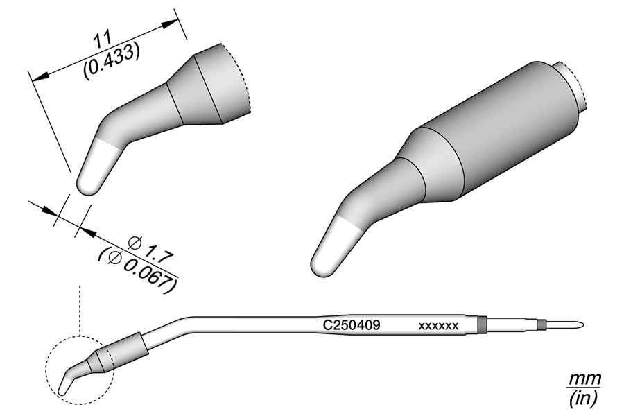 JBC Tools C250409, Conical Bent Ø 1.7 for AL250 & AP250 MTESolutions
