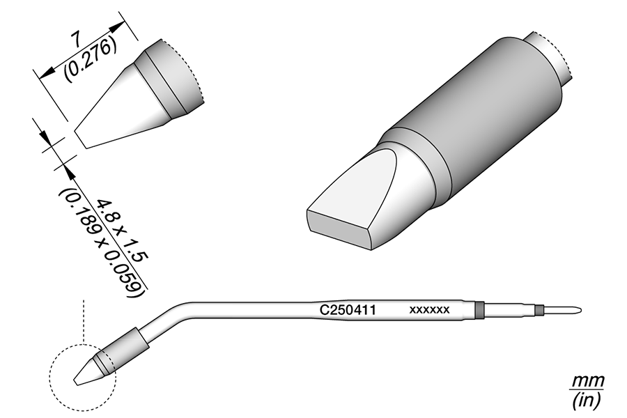 JBC Tools C250411, Cartridge Chisel 4.8 x 1.5 for AL250 & AP250 MTESolutions