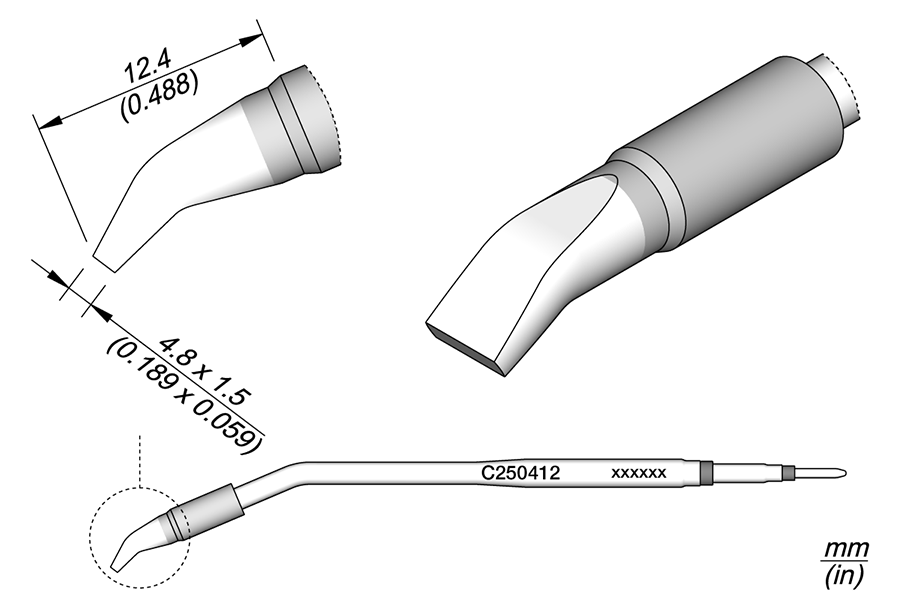 JBC Tools C250412, Chisel Bent 4.8 x 1.5 for AL250 & AP250 MTESolutions