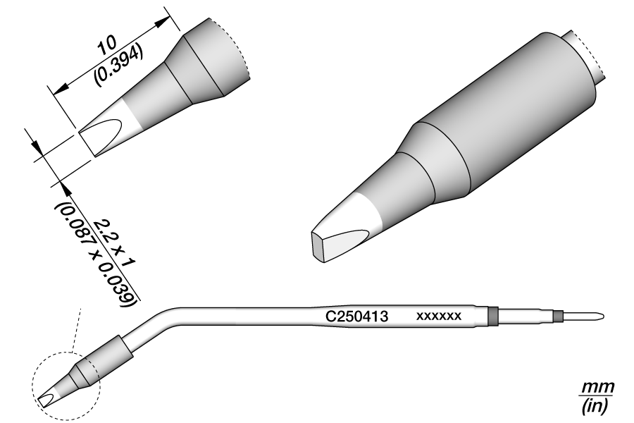 JBC Tools C250413, Cartridge Chisel 2.2 x 1 S2 for AL250 & AP250 MTESolutions