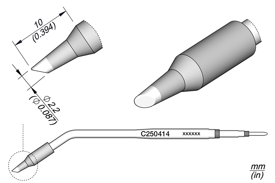 JBC Tools C250414, Cartridge Bevel Ø 2.2 for AL250 & AP250 MTESolutions