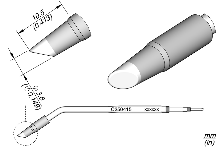JBC Tools C250415, Cartridge Bevel Ø 3.8 for AL250 & AP250 MTESolutions