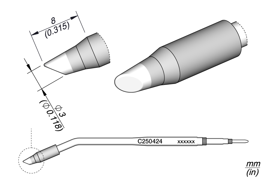JBC Tools C250424, Cartridge Bevel Ø 3 for AL250 & AP250 MTESolutions