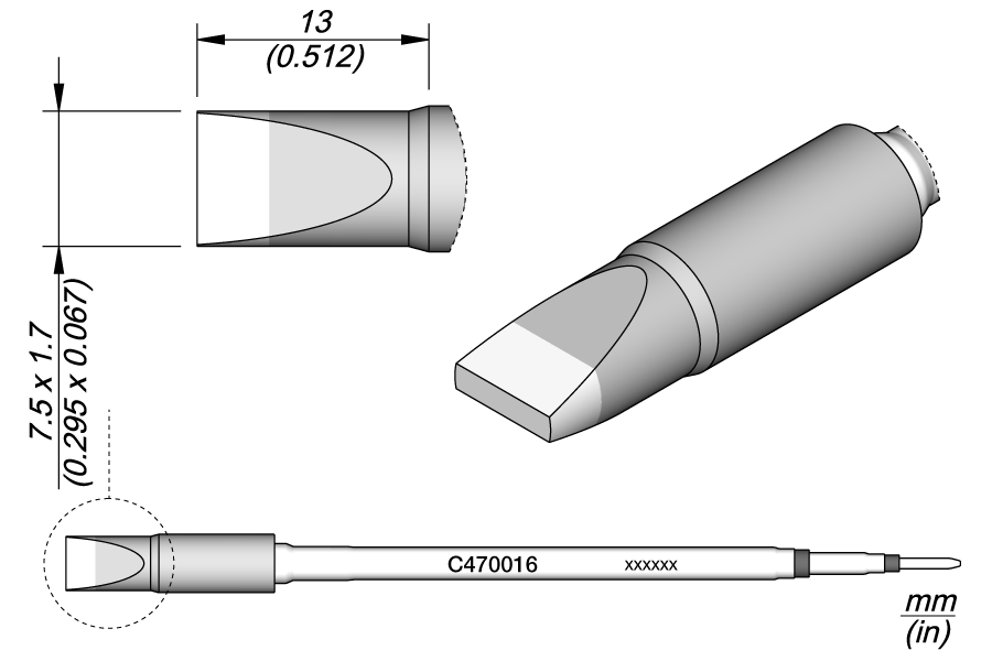 JBC Tools C470016, Cartridge Chisel 7.5 x 1.7 MTESolutions