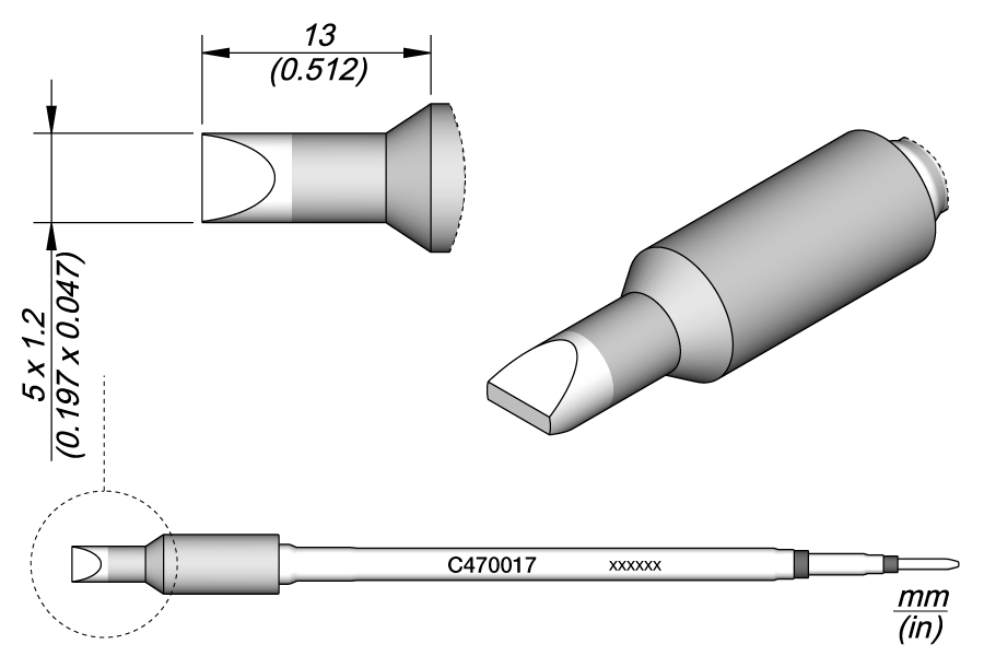 JBC Tools C470017, Cartridge Chisel 5 x 1.2 MTESolutions