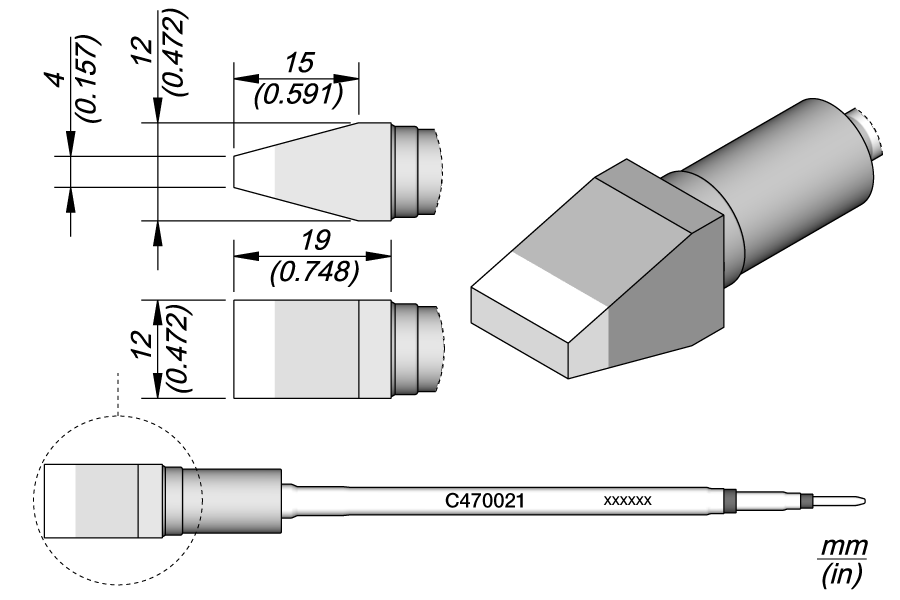 JBC Tools C470021, Cartridge Chisel 12 x 4 MTESolutions